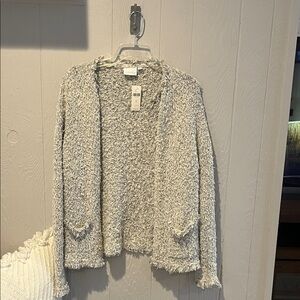 Anthropologie Cream Textured Cardigan